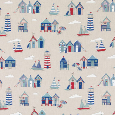 Linen Beach Huts Fabric