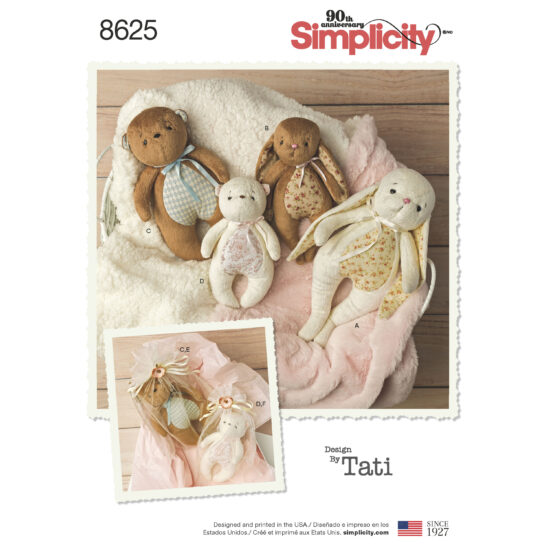 Simplicity Pattern 8625 Stuffed Animals and Gift Bags