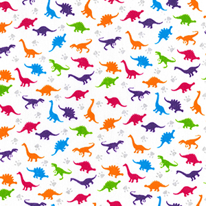 Bright Multi Colour Dinosaur Polyester Cotton Fabric