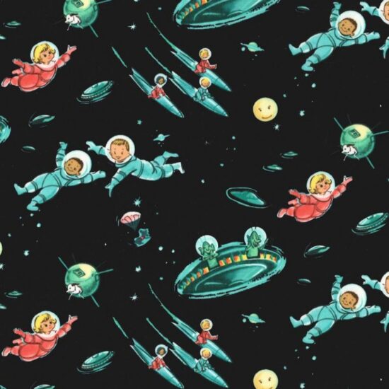 Rocket Kids Little Green Men Michael Miller Fabric
