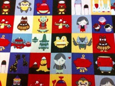 Japanese Dolls Squares Cotton