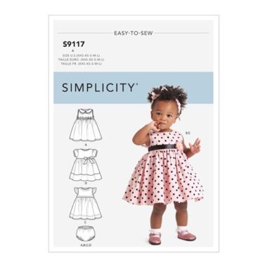 Simplicity Sewing Pattern S9117 Babies Dresses Panties & Headband