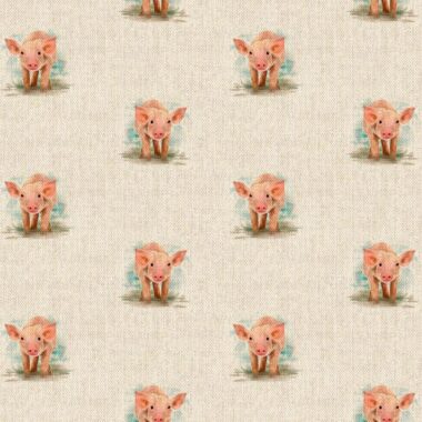 Piglet All Over Linen Style Canvas Fabric